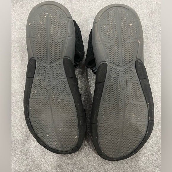[US8]CROCS Swiftwater Mesh Deck Sandals Black and Gray Slip-Ons - Picture 7 of 7